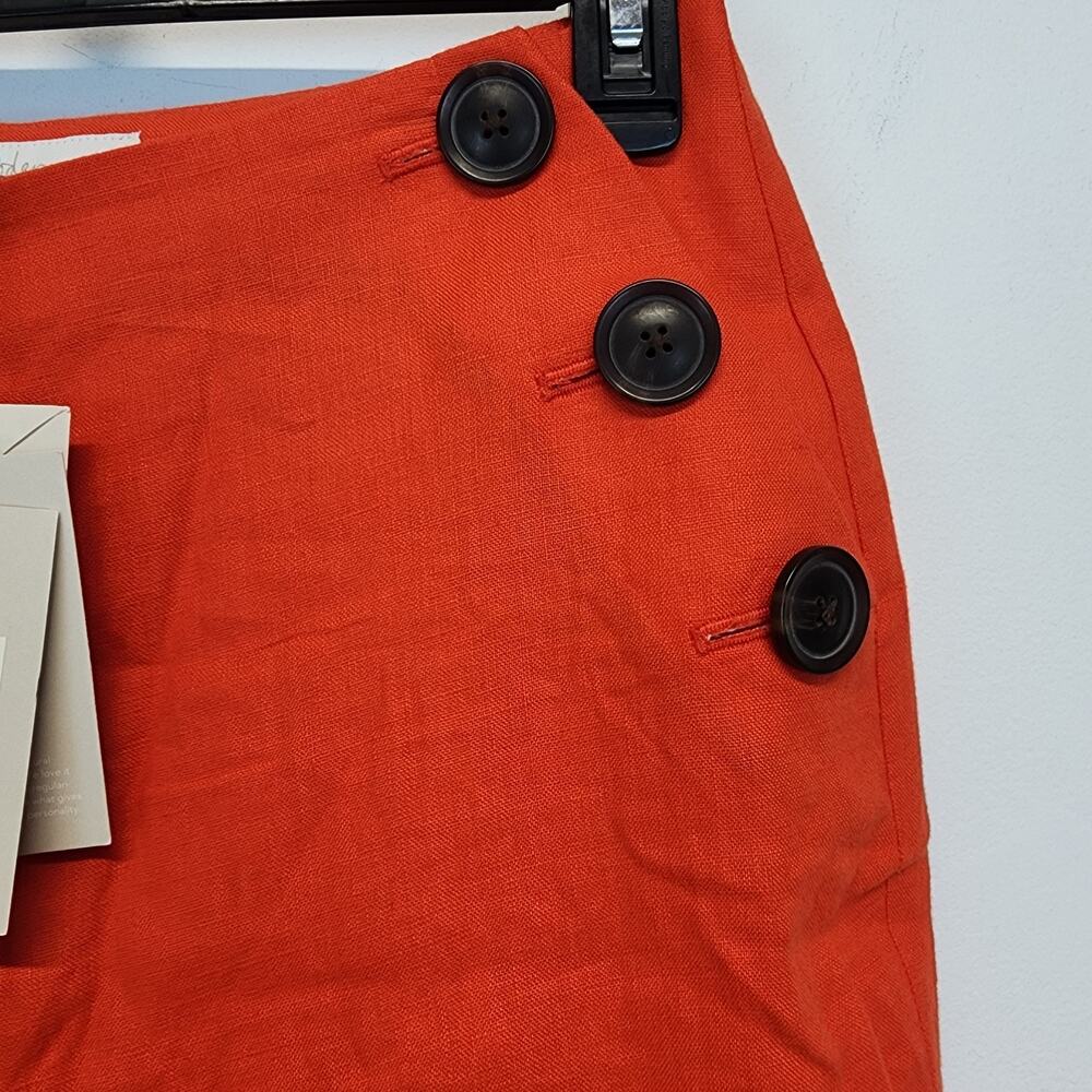 Boden Wide Leg Sailor Pants Size 6 Dark Orange 100% Linen Button Front Euro Chic - Picture 5 of 13